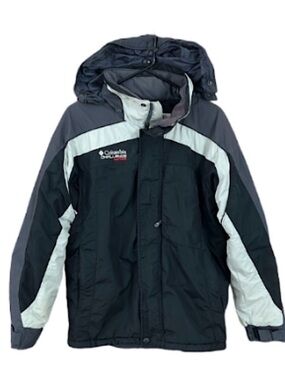 Columbia Bomber Jacket Challenge Series Black Gray Hooded size Small